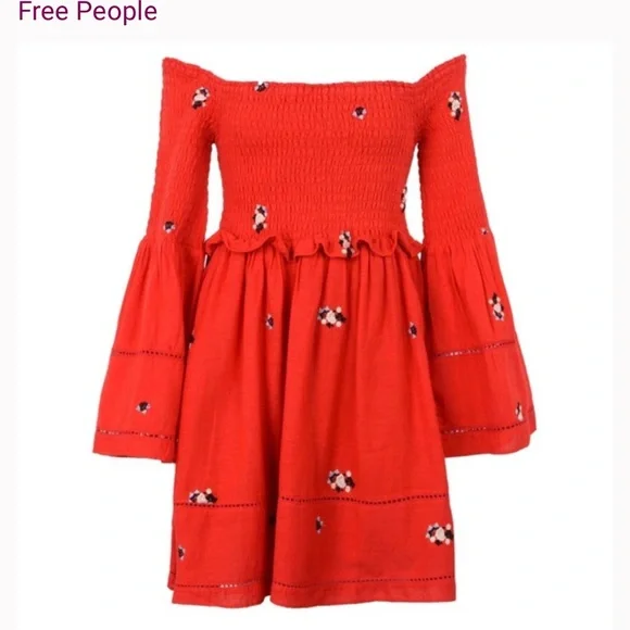 NWT FREE PEOPLE COUNTING DAISIES EMBROIDERED DRESS - Picture 7 of 12